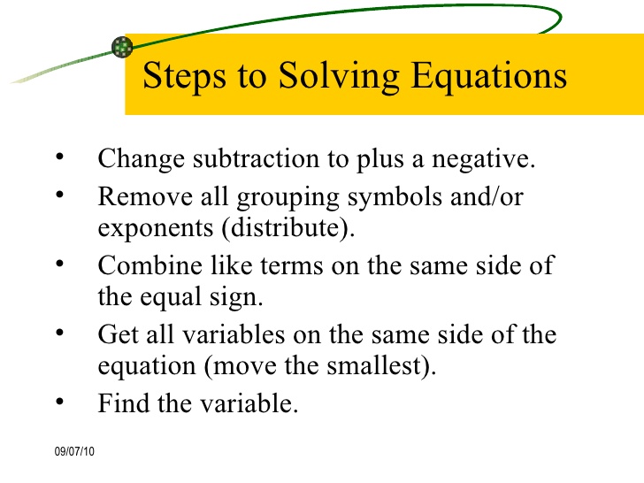 steps for solving equations